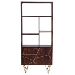 IH Design Jusleen Solid Mango Wood Large Bookcase 2 Door in Brown - thumbnail 2