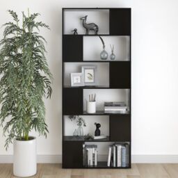Berkfield Home Book Cabinet Room Divider Black 80x24x186 cm Engineered Wood - Size: 80 x 24 x 186 cm - thumbnail 6