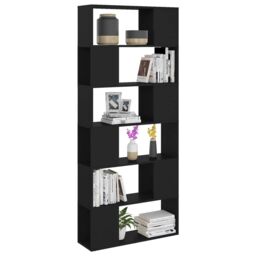 Berkfield Home Book Cabinet Room Divider Black 80x24x186 cm Engineered Wood - Size: 80 x 24 x 186 cm - thumbnail 5