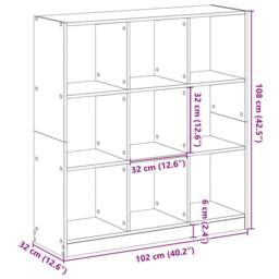 Berkfield Home Bookcase Grey Sonoma 102x32x108 cm Engineered Wood - Size: 102 x 32 x 108 cm - thumbnail 9
