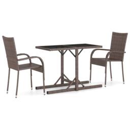 Berkfield Home 3 Piece Garden Dining Set Brown - thumbnail 1
