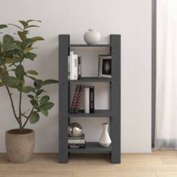 Berkfield Home Book Cabinet/Room Divider Grey 60x35x125 cm Solid Wood - Size: 60 x 35 x 125 cm - thumbnail 2