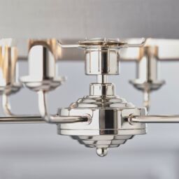 Loops Ceiling Pendant Light - Bright Nickel & Charcoal Fabric - 6 x 40W E14 - e10242 in Metallics - thumbnail 3