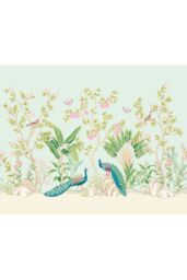 Origin Murals Peacock Garden Wall Mural in Light Blue - Size: W300 cm x H240 cm - thumbnail 2