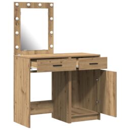 Berkfield Home 2-Piece Dressing Table Set with LED in Artisan Oak Engineered Wood in Brown - thumbnail 5