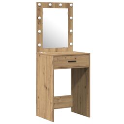 Berkfield Home 2-Piece Dressing Table Set with LED in Artisan Oak Engineered Wood in Brown - thumbnail 4