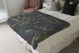 Benjamin Tate Design Green Palm On Black Blanket in Natural - Size: 120 cm x 150 cm - thumbnail 3