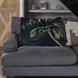 Benjamin Tate Design Green Palm On Black Blanket in Natural - Size: 120 cm x 150 cm - thumbnail 2