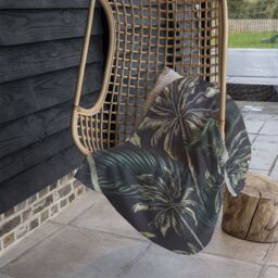 Benjamin Tate Design Green Palm On Black Blanket in Natural - Size: 120 cm x 150 cm - thumbnail 4