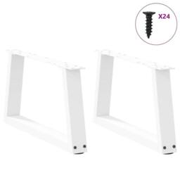 Berkfield Home Dining Table Legs V-Shape 2 pcs White 70x(30-31.3) cm Steel - thumbnail 3