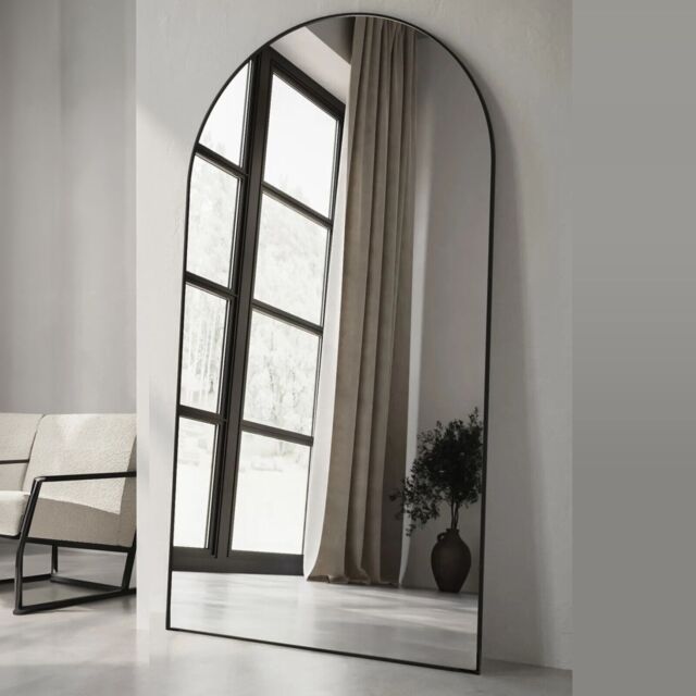 Agenzia 14 Modern Black Metal Archtop Full Length Mirror 200cm x 100cm - Size: XL - image 1