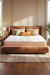 Living and Home Warm Orange Mattress for a Cozy Sleep Experience in White - Size: King - thumbnail 2
