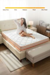 Living and Home Warm Orange Mattress for a Cozy Sleep Experience in White - Size: King - thumbnail 6