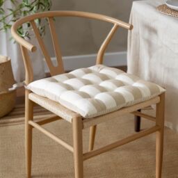 Yard Hayle Striped 100% Cotton Seat Pads - 2 Pack in Natural - Size: 40 cm x 40 cm - thumbnail 1