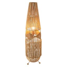 Happy Homewares Moroccan Designed Floor Lamp in Vintage Twisted Paper & Metal Frame in Brown - thumbnail 2