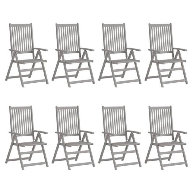Berkfield Home Garden Reclining Chairs 8 pcs Grey Solid Acacia Wood - image 1