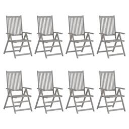 Berkfield Home Garden Reclining Chairs 8 pcs Grey Solid Acacia Wood