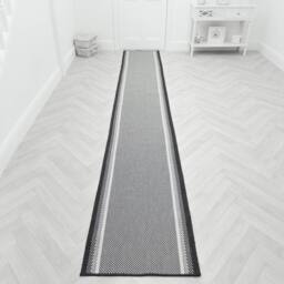 runrug Carpet Runner Rug - Indoor/Outdoor, Reversible, 2mm - 'Geo' in Black - Size: 60 cm x 390 cm - thumbnail 7