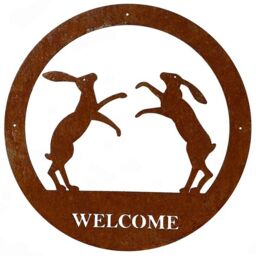 Poppyforge Boxing Hares Small Wall Art - with Text - Steel - BM/RtR in Brown - thumbnail 2