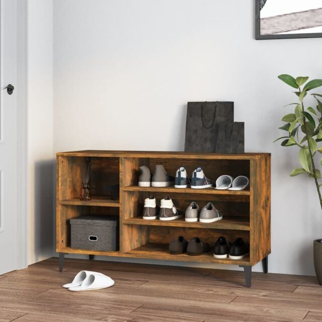 Berkfield Home Shoe Cabinet Smoked Oak 102x36x60 cm Engineered Wood in Brown - Size: 102 x 36 x 60 cm - image 1