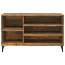 Berkfield Home Shoe Cabinet Smoked Oak 102x36x60 cm Engineered Wood in Brown - Size: 102 x 36 x 60 cm - thumbnail 5