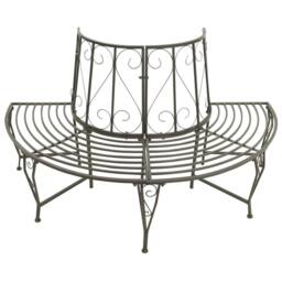 Berkfield Home Spacious Garden Half Round Tree Bench 160 cm Steel in Grey - thumbnail 3