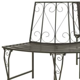 Berkfield Home Spacious Garden Half Round Tree Bench 160 cm Steel in Grey - thumbnail 4