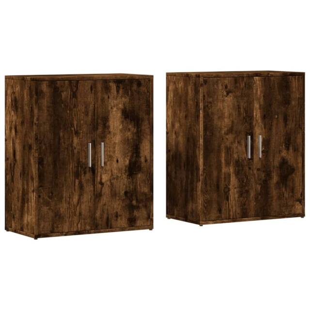 Berkfield Home Sideboards 2 pcs Smoked Oak 60x31x70 cm Engineered Wood in Brown - Size: 60 x 31 x 70 cm - image 1