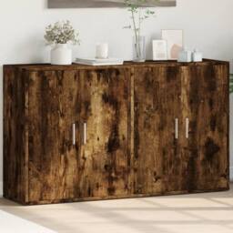 Berkfield Home Sideboards 2 pcs Smoked Oak 60x31x70 cm Engineered Wood in Brown - Size: 60 x 31 x 70 cm - thumbnail 2