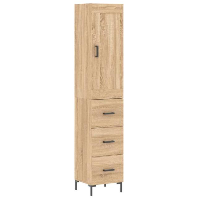 Berkfield Home Highboard Sonoma Oak 34.5x34x180 cm Engineered Wood in Light Brown - image 1