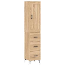 Berkfield Home Highboard Sonoma Oak 34.5x34x180 cm Engineered Wood in Light Brown - thumbnail 1