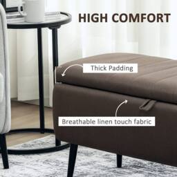Wyld Haus Mahano Dark Brown Linen Look Rectangular Storage Ottoman - thumbnail 6