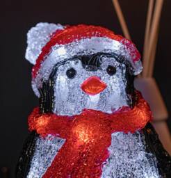 Samuel Alexander 20cm Acrylic Sitting Penguin Christmas Decoration with 16 White LEDs - thumbnail 5