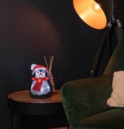 Samuel Alexander 20cm Acrylic Sitting Penguin Christmas Decoration with 16 White LEDs - thumbnail 2