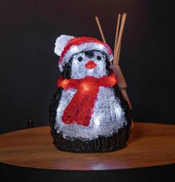 Samuel Alexander 20cm Acrylic Sitting Penguin Christmas Decoration with 16 White LEDs - thumbnail 3