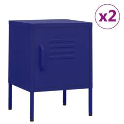 Berkfield Home Nightstands 2 pcs Navy Blue 35x35x51 cm Steel - Size: 35 x 35 x 51 cm - thumbnail 2
