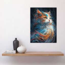 "Artery8 Wall Art Print Ethereal Orange Maine Coon Cat Lover Pet Portrait Poster - Size: W12"" x H16""" - thumbnail 4