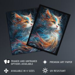 "Artery8 Wall Art Print Ethereal Orange Maine Coon Cat Lover Pet Portrait Poster - Size: W12"" x H16""" - thumbnail 2