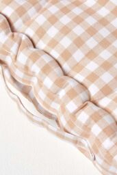 Homescapes Cotton Gingham Check Floor Cushion in Beige - Size: 50 cm x 50 cm - thumbnail 4