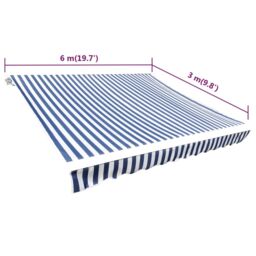 Berkfield Home Awning Top Sunshade Canvas Blue & White 6 x 3 m - thumbnail 5