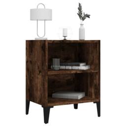 Berkfield Home Sturdy Bed Cabinet with Metal Legs Smoked Oak 40x30x50 cm in Brown - Size: 40 x 30 x 50 cm - thumbnail 5