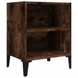 Berkfield Home Sturdy Bed Cabinet with Metal Legs Smoked Oak 40x30x50 cm in Brown - Size: 40 x 30 x 50 cm - thumbnail 3