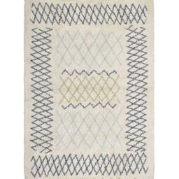 Wyld and Coco Beige Cotton Area Rug Hand Tufted Geometric Pattern Cobalt Blue - Size: 140 cm x 200 cm - thumbnail 2