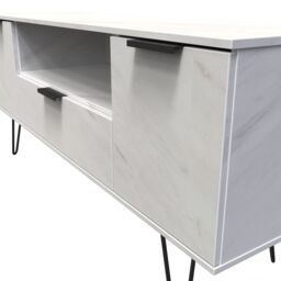 Ready Assembled 2 U Fuji 2 Door 1 Drawer Wide TV Unit (Ready Assembled) in Off-White - thumbnail 3