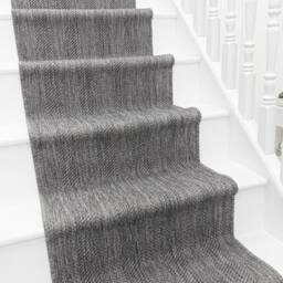 runrug Stair Runner Carpet - Reversible & Durable, 2mm- 'Stripes' in Grey - Size: 60 cm x 450 cm - thumbnail 1