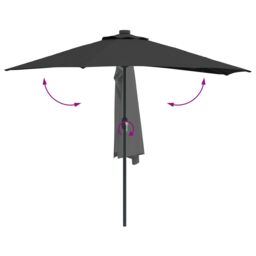 Berkfield Home Garden Parasol Black 280 cm diameter Fabric - thumbnail 9