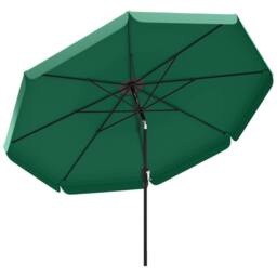 OUTSUNNY 3 m Garden Parasol with Tilt & Crank, UPF30+ Outdoor Table Umbrella in Green - Size: 3m - thumbnail 2