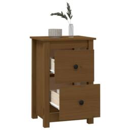 Berkfield Home Beautiful Bedside Cabinet Honey Brown 40x35x61.5 cm Solid Wood Pine - thumbnail 8