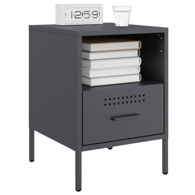 Berkfield Home Sturdy Bedside Cabinets 2 pcs Anthracite 36x39x50.5 cm Steel in Dark Grey - image 1