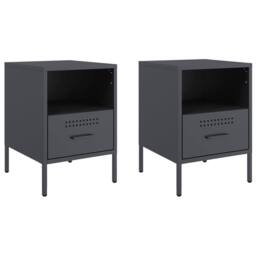 Berkfield Home Sturdy Bedside Cabinets 2 pcs Anthracite 36x39x50.5 cm Steel in Dark Grey - thumbnail 3